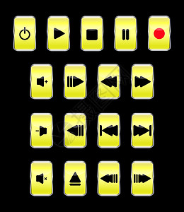 一组矩形垂直垂直黄色媒体控控按键图片