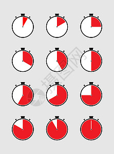 一套贴有红色时间戳章的站手表跑表部门空白倒数图片