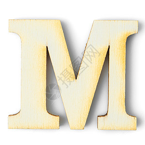 带阴影 M 的木制字母图片
