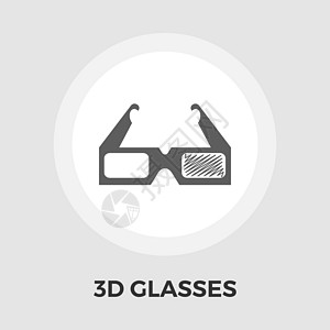 3D 玻璃平面图标剧院乐器艺术插图红色纸板娱乐眼镜验光电影图片