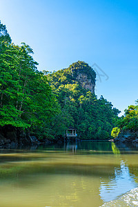 亚洲美丽的自然景观 从宽阔的河水到亚洲国家环境森林蓝色旅行太阳场景爬坡红树晴天图片