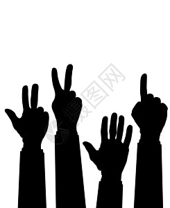 手数 扁平的手指和孤立在白色背景上的数字 向量集的非语言符号-拳头 胜利 向上 一 二 三 五手字符图片