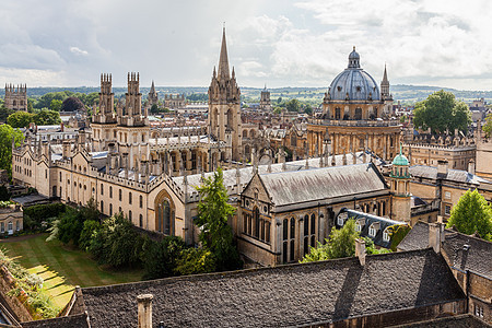与拉德克里夫照相机和博尔斯山郊区连接的牛津市天际线圆顶教会大学图书馆文化相机全景游客教育英语图片