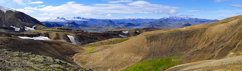 位于Fjallabak的冰岛全景地貌远足路线上背景图片