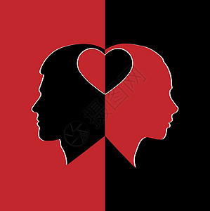 红色和黑色的男女面孔的轮椅情怀放大镜按钮空白男性女性手表情绪图片