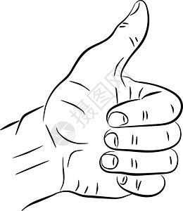 手显示符号喜欢 做拇指向上的手势 孤立在白色背景上的矢量黑色插图 为 web 海报 信息图形签名图片
