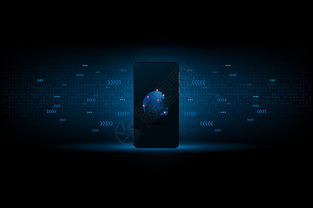 未来数据的智能电话连接 Futuristic概念 矢量和插图蓝色互联网屏幕宇宙等距活力黑色圆圈创新工具图片