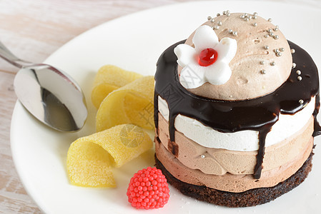 咖啡和蛋糕烹饪玫瑰甜点配料生日面包糕点巧克力覆盆子美味图片