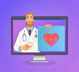 在线医学概念网络医生保健卫生诊所心脏病学心血管治疗屏幕脉冲图片