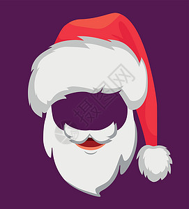 圣诞老人帽子和胡子海报面具插图派对卡片乐趣胡须背景图片