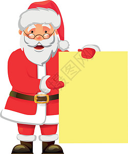 持有旗帜的圣诞老人帽子手指插图红色快乐木板图片