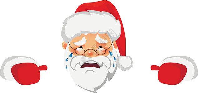 圣诞老人拿着大横旗手套泪珠图标插图眼泪帽子尖叫哭泣图片