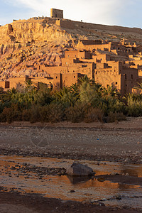 摩洛哥 古老的堡垒 Unesco遗产遗址日落地标旅行旅馆城堡木头历史商队权力角斗士图片