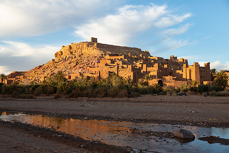 摩洛哥 古老的堡垒 Unesco遗产遗址日落城堡旅行木头全景角斗士权力旅馆大篷车历史图片