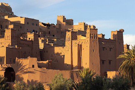 摩洛哥 古老的堡垒 Unesco遗产遗址角斗士商队地标全景游戏日落大篷车旅行权力历史图片