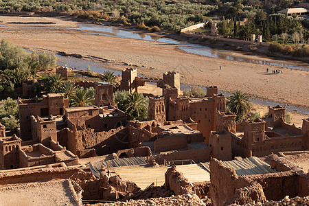摩洛哥 古老的堡垒 Unesco遗产遗址历史地标木头角斗士日落全景古堡商队游客遗产图片