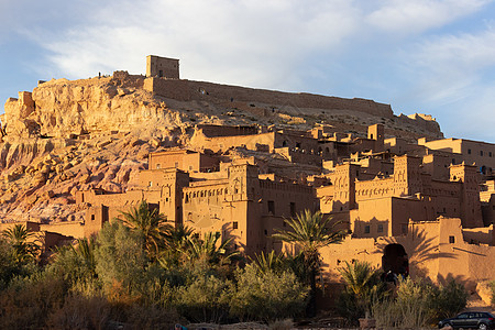 摩洛哥 古老的堡垒 Unesco遗产遗址全景历史日落沙漠遗产城堡旅行游客大篷车游戏图片