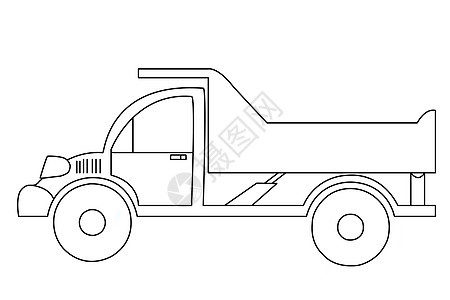 白色背景的卡车轮廓轮挡车尾图片