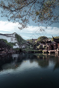 中国苏州花园的古老建筑观光风景遗产历史性公园寺庙吸引力阴影建筑学历史图片