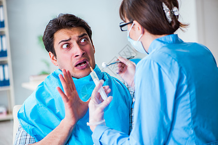 病人在医生看医生期间害怕牙医牙科学牙科医生口腔科考试手术治疗卫生外科保健牙科图片
