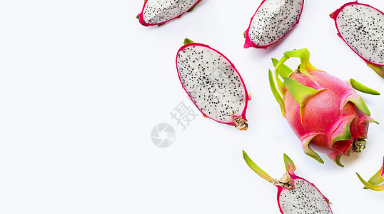 龙果切片 白背景的皮加亚维生素柠檬团体异国营养种子菠萝水果情调饮食图片
