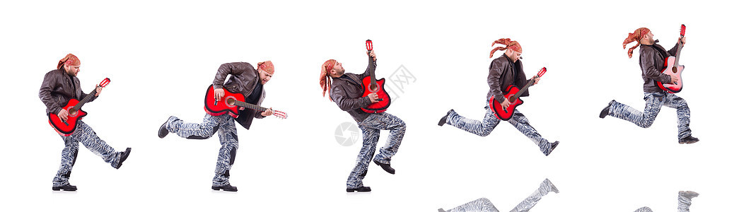 白上孤立的吉他播放器吉他音乐会独奏歌手迪厅男人金属娱乐音乐家音乐图片