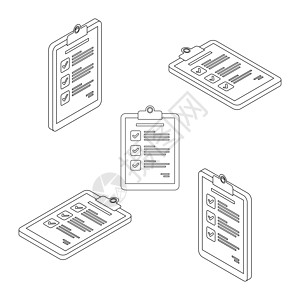 检查列表 Isomatic  Flat  黑色外观图标矢量测试经理办公室金融商业合同白色夹子报告文档图片