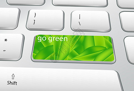 Go 绿色生态概念自然PC 键盘矢量图片