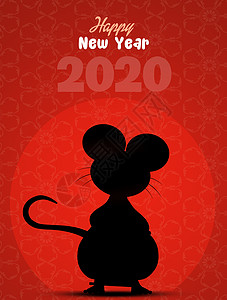 中华大鼠年庆典日历明信片文化插图卡通片老鼠快乐动物十二生肖图片