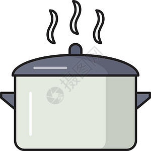 烹饪厨具平底锅厨师餐厅插图午餐白色蒸汽食物用具图片