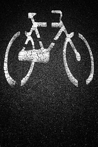 自行车牌沥青自行车车道街道途径警告小路路面城市安全图片
