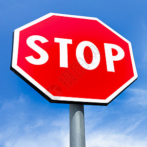 停止信号插图蓝色驾驶禁令注意力八角形运输安全街道天空图片
