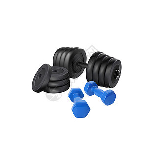 哑铃可调盘隔离矢量 逼真的健身重量设备 可扩展的可编辑插图 健身房和健身黑色蓝色重量锻炼 图形重量条图片