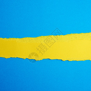 胶带纸黄色纸 蓝色背面有撕破边缘的抽象背景阴影空白纸盒床单纸板卡片纤维创造力框架背景