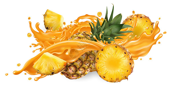 水果果汁和新鲜菠萝营养餐厅插图咖啡店食谱美食饮食热带凤梨健康图片
