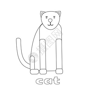 Cat 漫画插图  彩色书填色本衣领染色动物荒野草图金子毛皮成人宠物图片