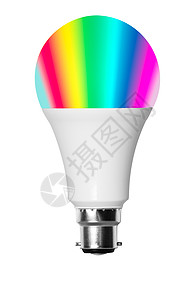 配有英国风格灯具刺刀连接器的孤立智能多色LED灯泡图片