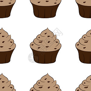甜甜甜甜甜点无缝模式 矢量插图 请您看看这些巧克力蛋糕的味道庆典奶油冰镇甜点小雨小吃糖果黄油食物糕点图片