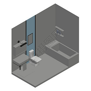 低聚聚体浴室内部 透视度图3D 矢量插图图片