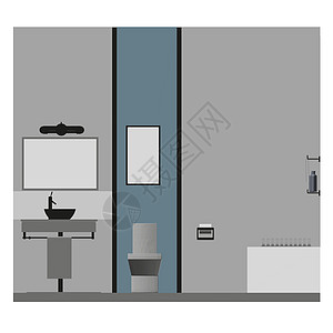 简单的厕所室内 前视 浴室公寓风格 矢量插图图片