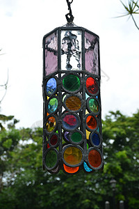 彩色圆环的露室花园灯杯玻璃装饰材料圆形艺术金属风格图片