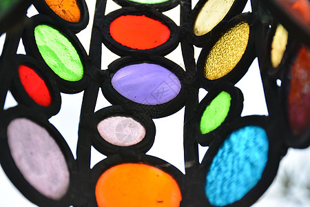 彩色圆环的露室花园灯杯圆形艺术金属玻璃风格装饰材料图片