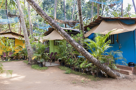 印度热带海滩小屋 阿贡达海滩图片