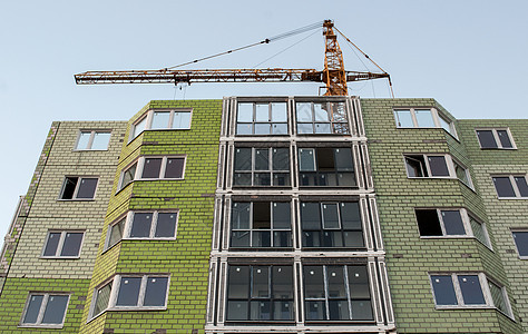 俄罗斯首都的翻新工程俄罗斯首都工作天空框架蓝色建筑公寓起重机财产住宅商业图片