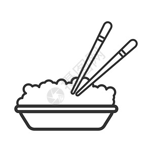 碗的矢量图标 配有粮食食品和筷子图片