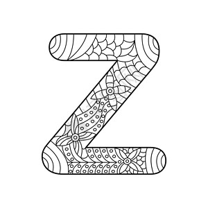 字母 Z 的空大纲 用油漆 铅笔来涂色图片