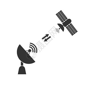 卫星天线与来自一颗空间卫星的信号进行通信绘画标识交换空白概念库存轨道草图发射航班图片