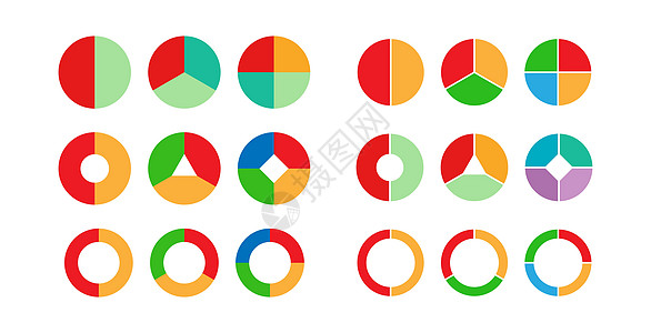 2 3 4个阶级或区域到 pirus 的彩色饼图表集图片