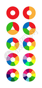 1 2 3 4 5 6 7 8 9 10 个步骤或部分的彩色饼图集圆圈报告顺序绘画概念图表库存草图半径手绘图片