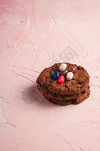 自制燕麦巧克力饼干堆和谷物及多汁果冻豆营养小麦美食糕点甜点食物豆子糖果麦片巧克力图片